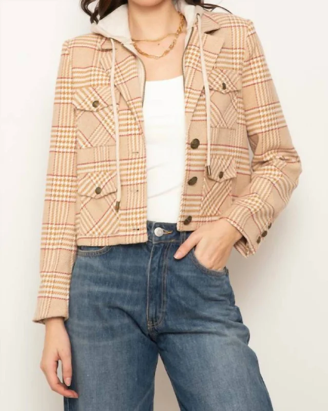 Celine Plaid Dickie Jacket In Camel Women's Elegant Evening Attire