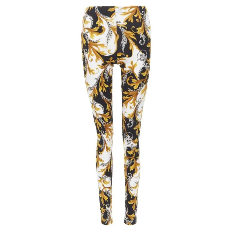 Versace Barocco Acanthus Signature Floral Legging Pants Women's Evening Wear