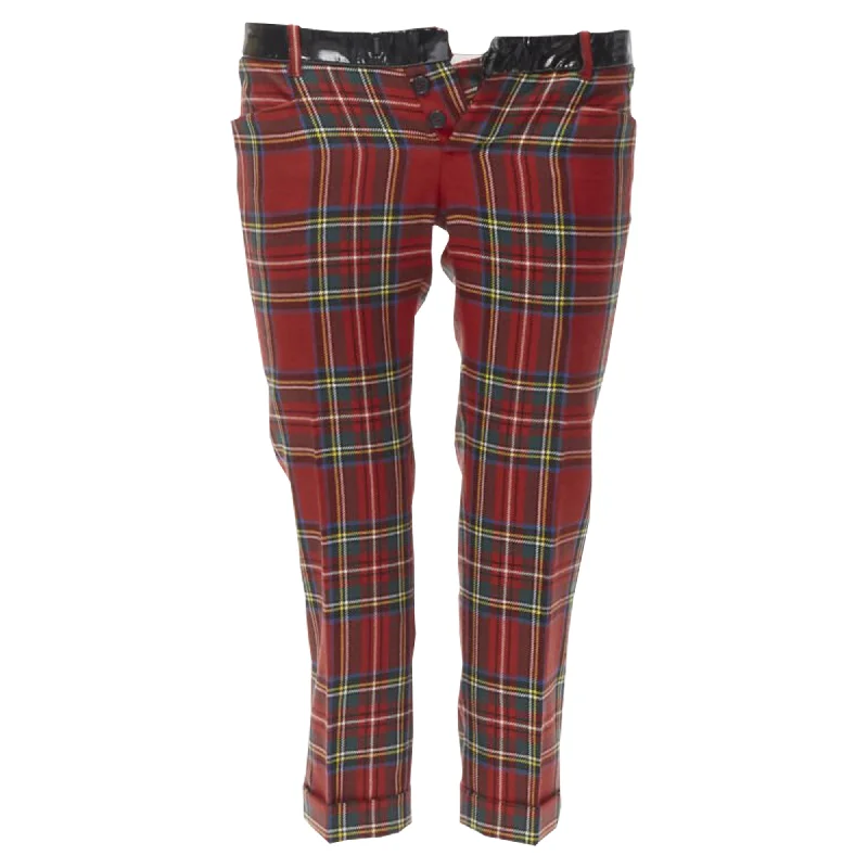 Dsquared2 punk plaid patent trim cropped pants Glamorous Evening Wear