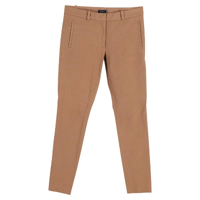 Joseph Midrise Skinny Trousers in Brown Cotton Fashionable Casual Tops