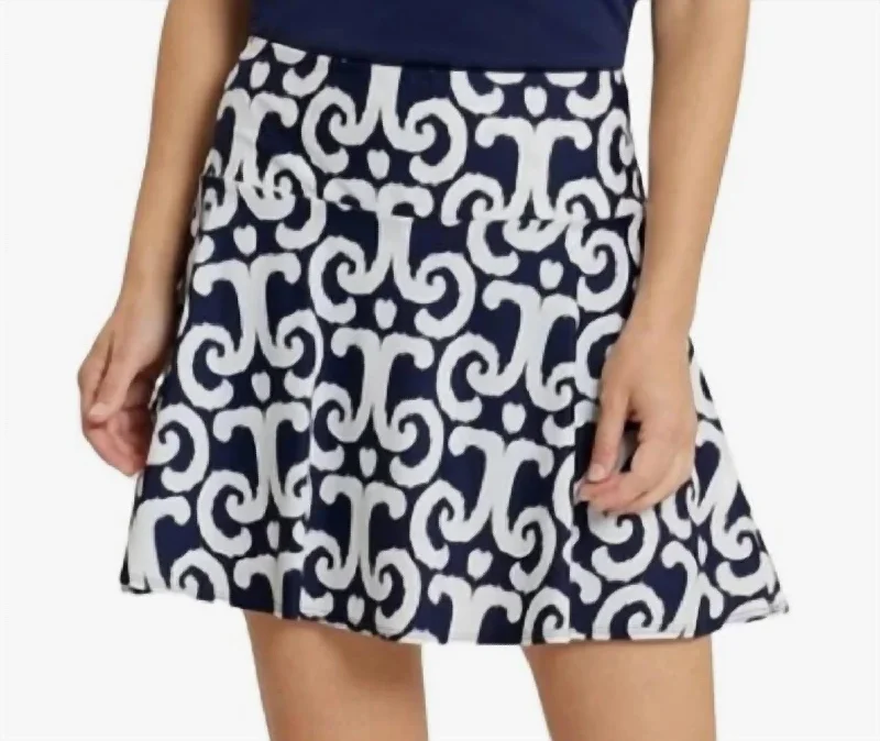 Liv Skort In Ikat Navy Trendy Women's Fashion