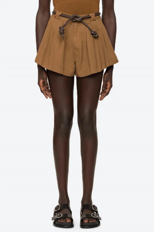 Samaka Garment Dye Shorts In Caramel Latest Fashion for Women